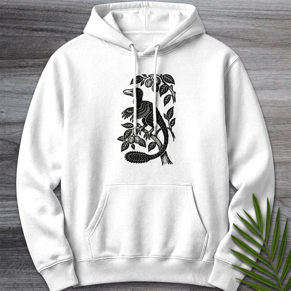 Hoodie XS / White Microraptor Among Leaves Premium Hoodie