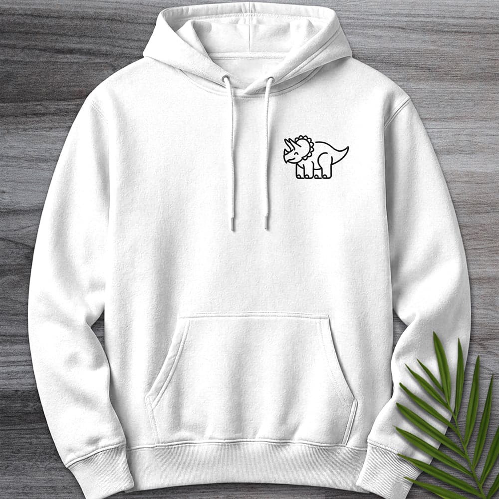 Hoodie XS / White Minimalist Triceratops Line-Art Premium Hoodie