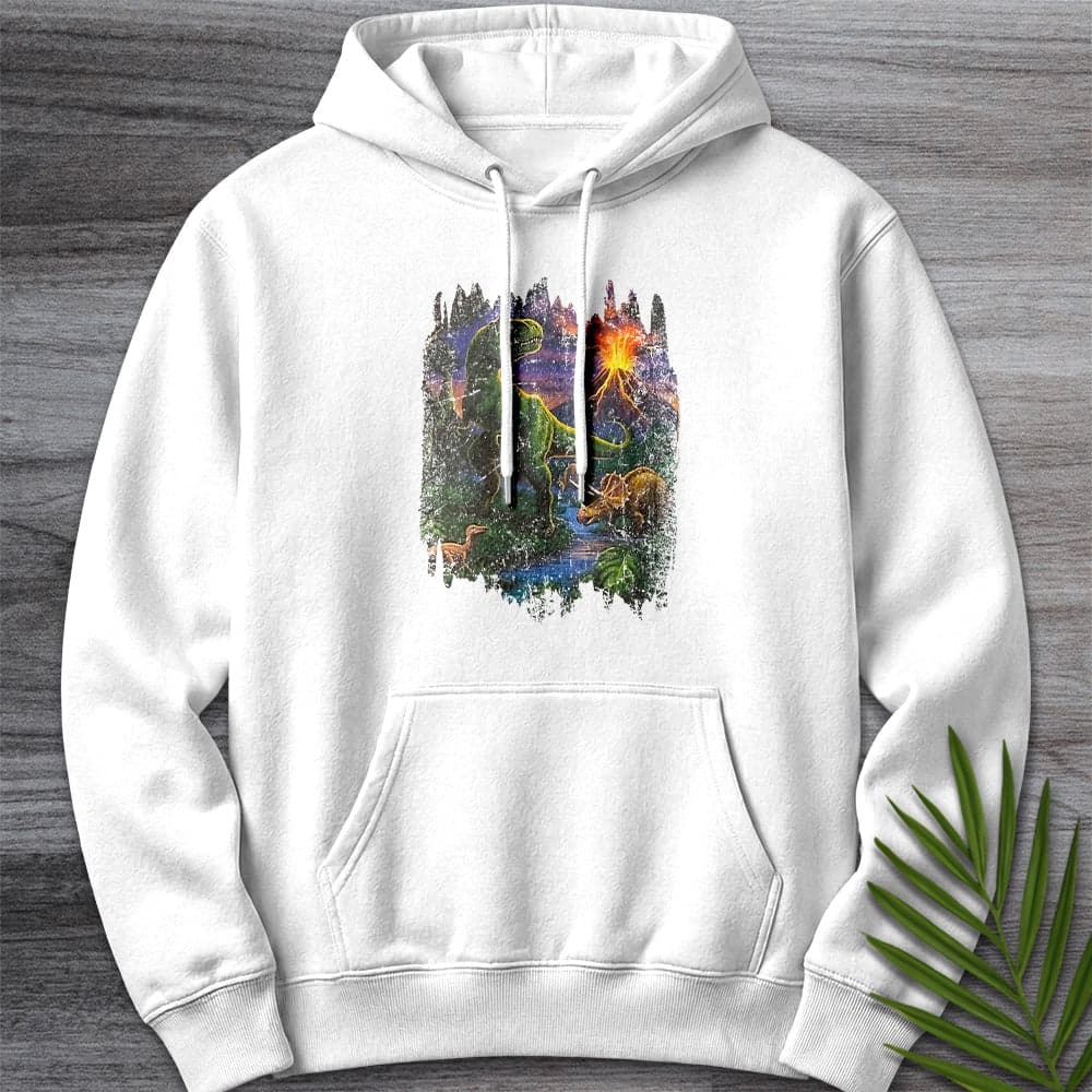 Hoodie XS / White Nostalgic 90's Volcanic Dino Premium Hoodie