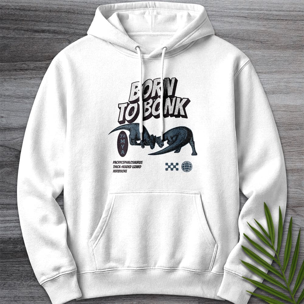 Hoodie XS / White Pachycephalosaurus Born to Bonk Premium Hoodie