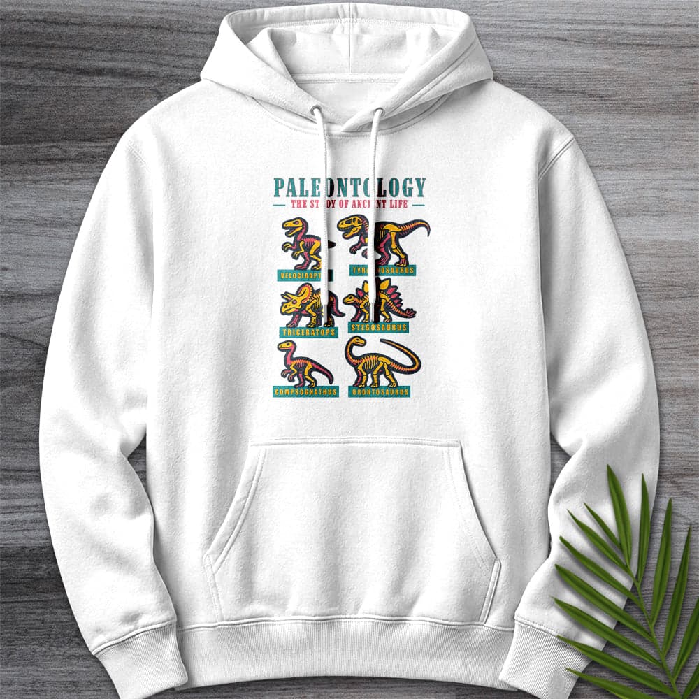 Hoodie XS / White Paleontology Vintage Fossil Names Premium Hoodie