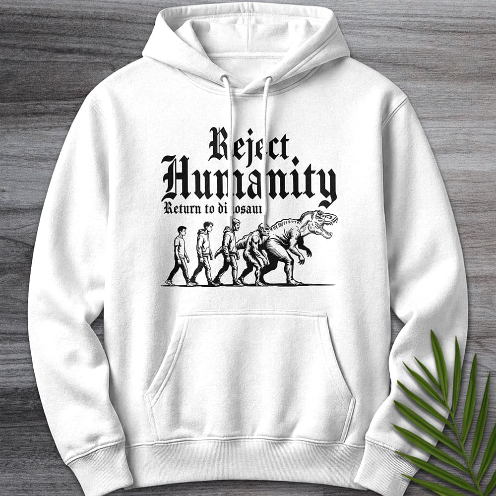 Hoodie XS / White Reject Humanity, Return to Dino Premium Hoodie