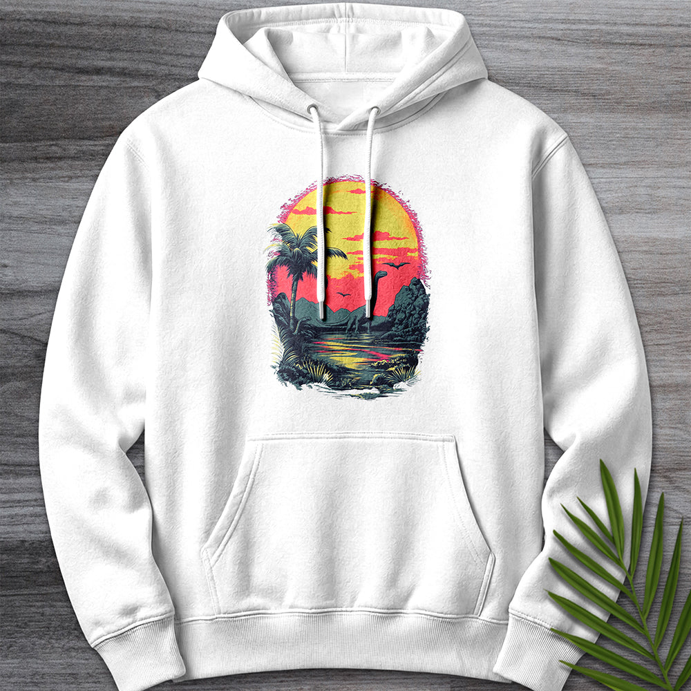 Hoodie XS / White Retro Sunset 1980's Brachiosaurus Premium Hoodie