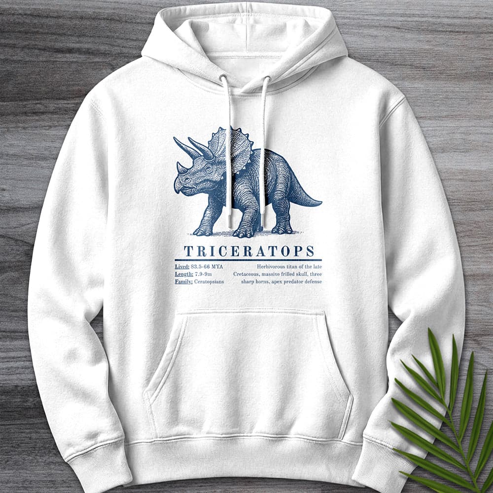Hoodie XS / White Triceratops Herbivorous Titan Premium Hoodie