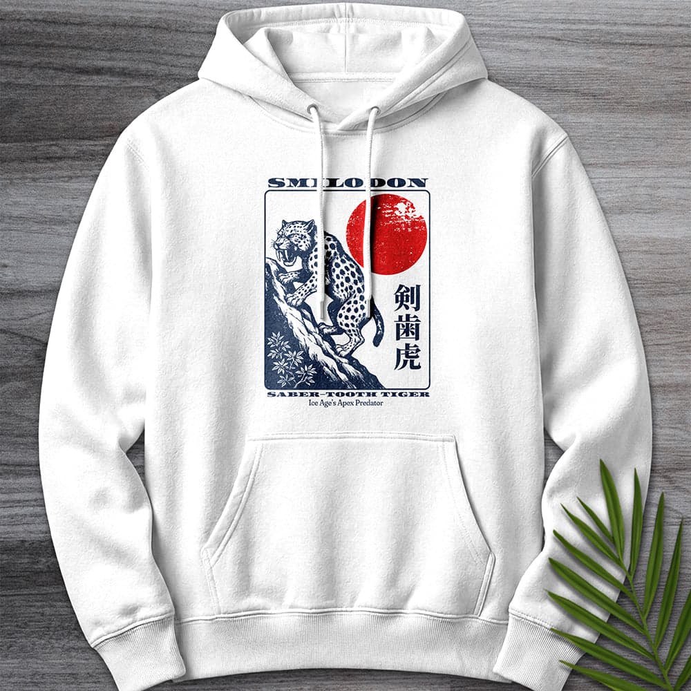 Hoodie XS / White Vintage Saber-Tooth Tiger Premium Hoodie
