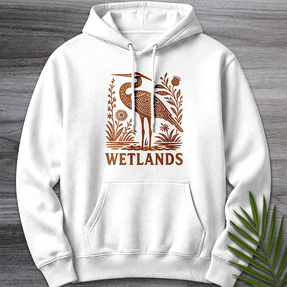 Hoodie XS / White Wetland Heron Flora Premium Hoodie