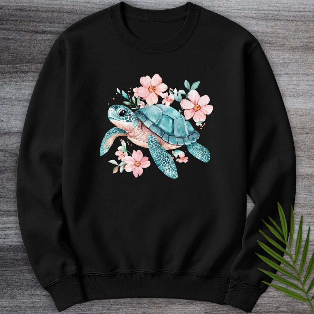 Sweatshirt Black / S Floral Reef Sea Turtle Crewneck