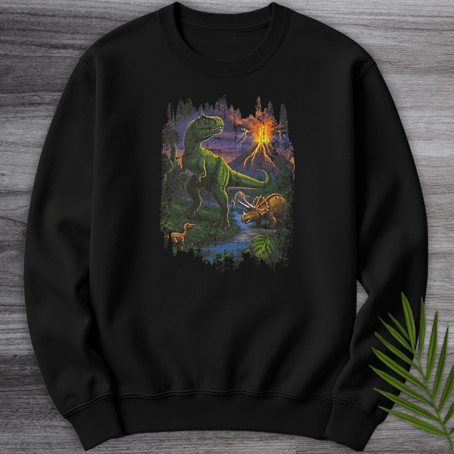 Sweatshirt Black / S Nostalgic 90' S Volcanic Dino Crewneck