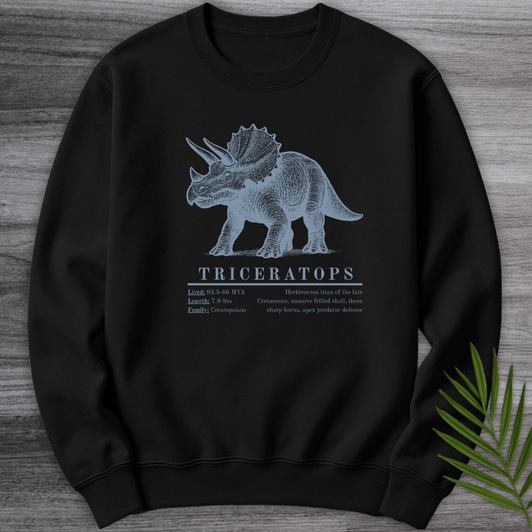 Sweatshirt Black / S Triceratops Herbivorous Titan Crewneck