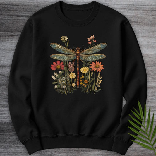 Sweatshirt Black / S Vintage Dragonfly Cottagecore Crewneck