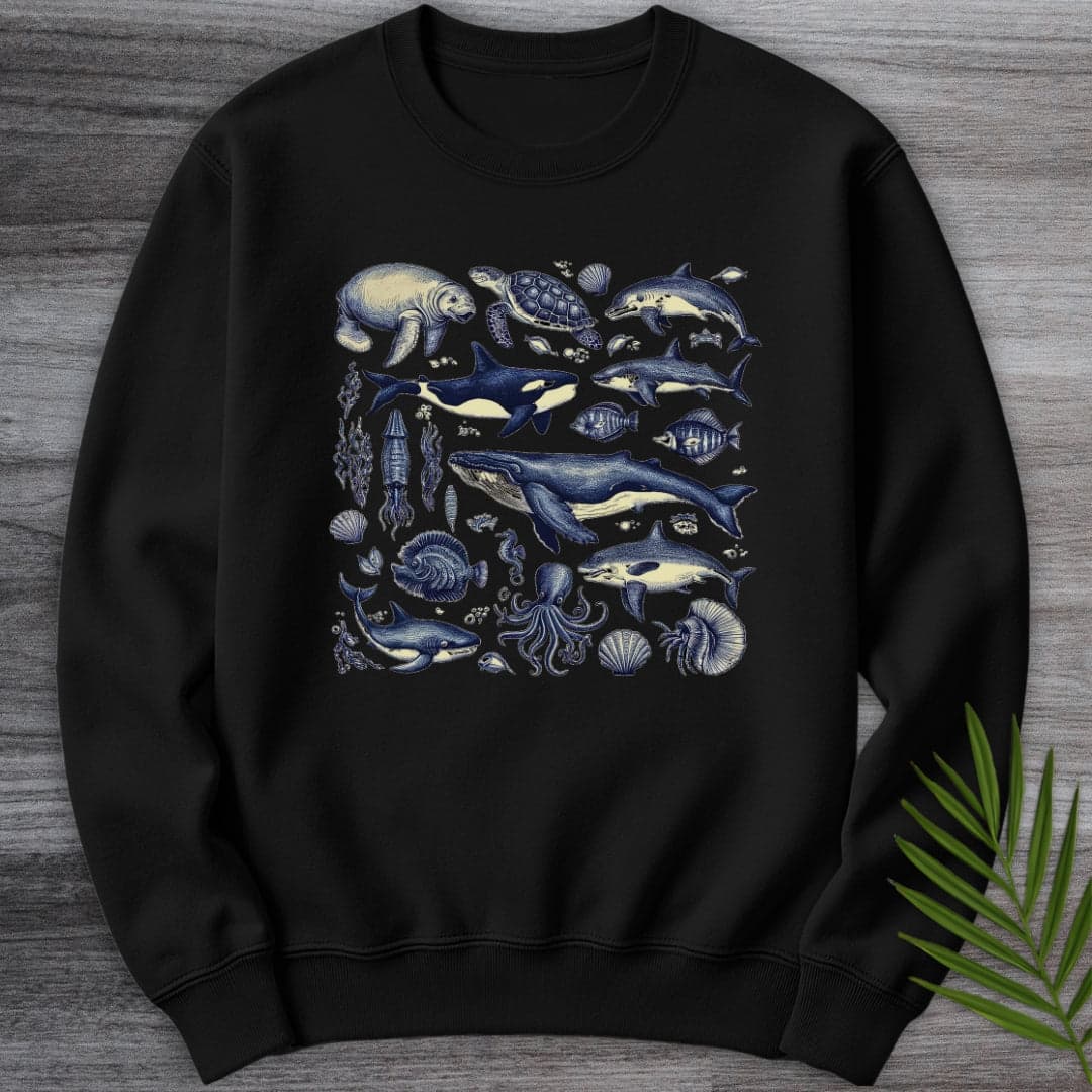 Sweatshirt Black / S Vintage Marine Life Crewneck