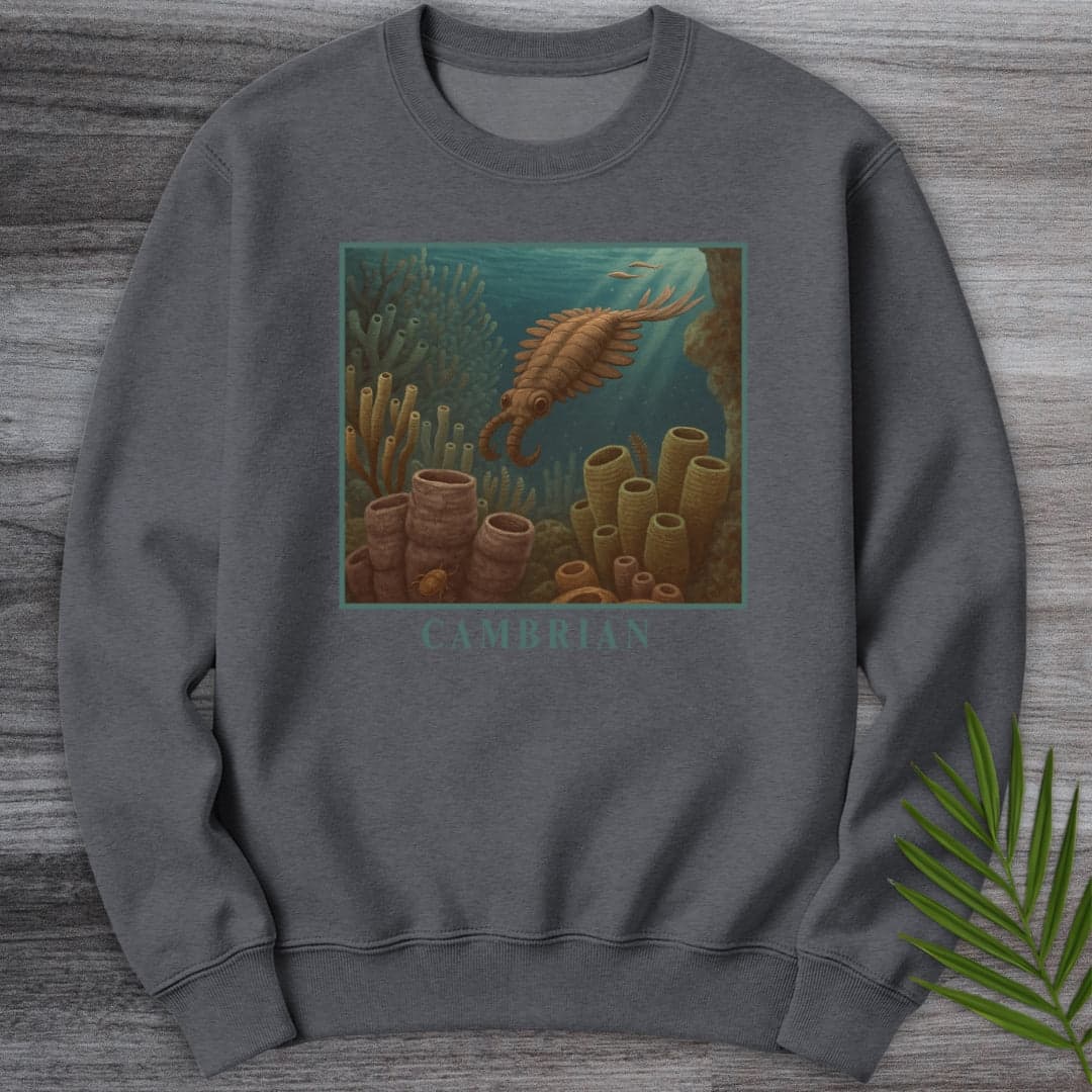 Sweatshirt Dark Heather / S Anomalocaris Cambrian Oceanscape Crewneck