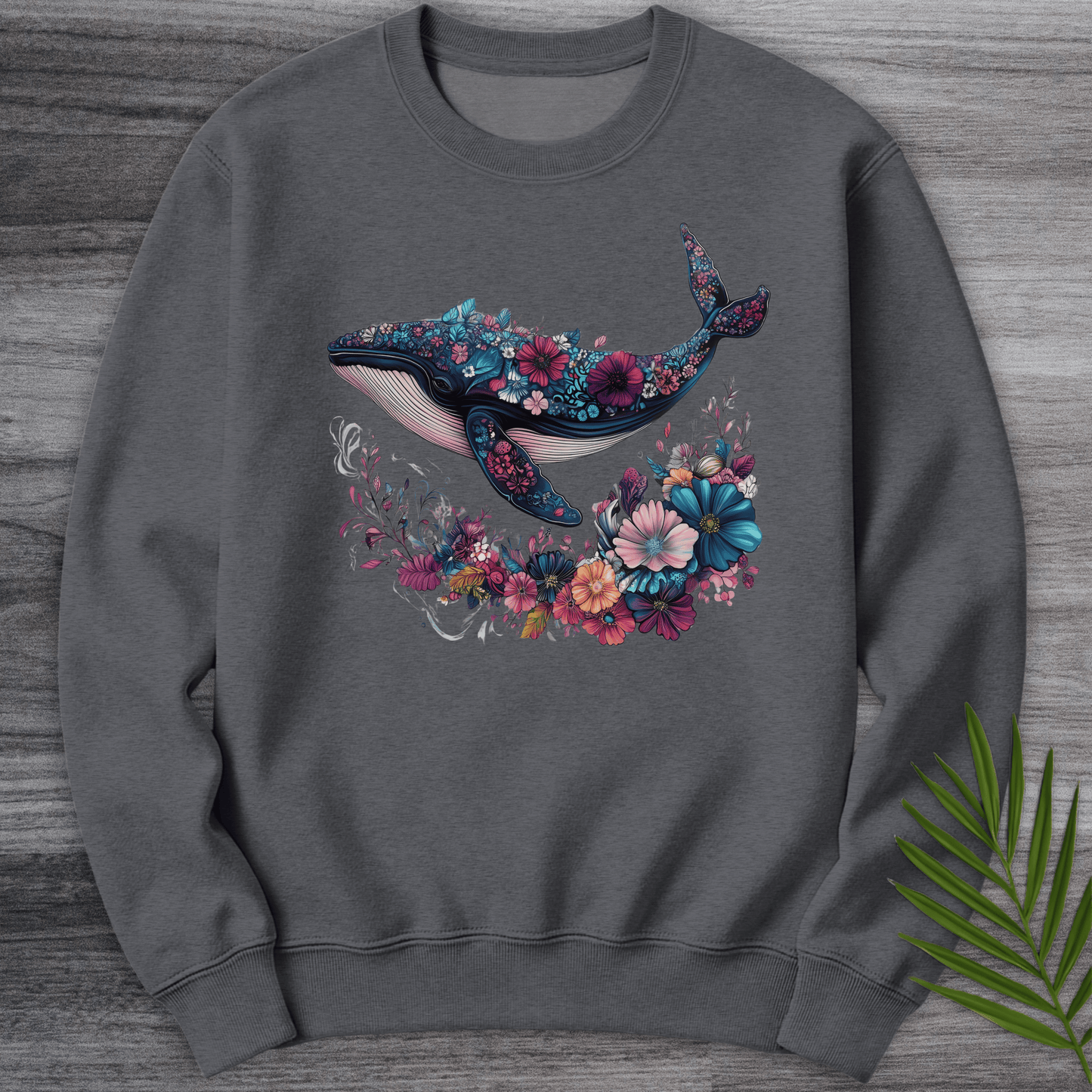 Sweatshirt Dark Heather / S Blossom Marine Whale Crewneck