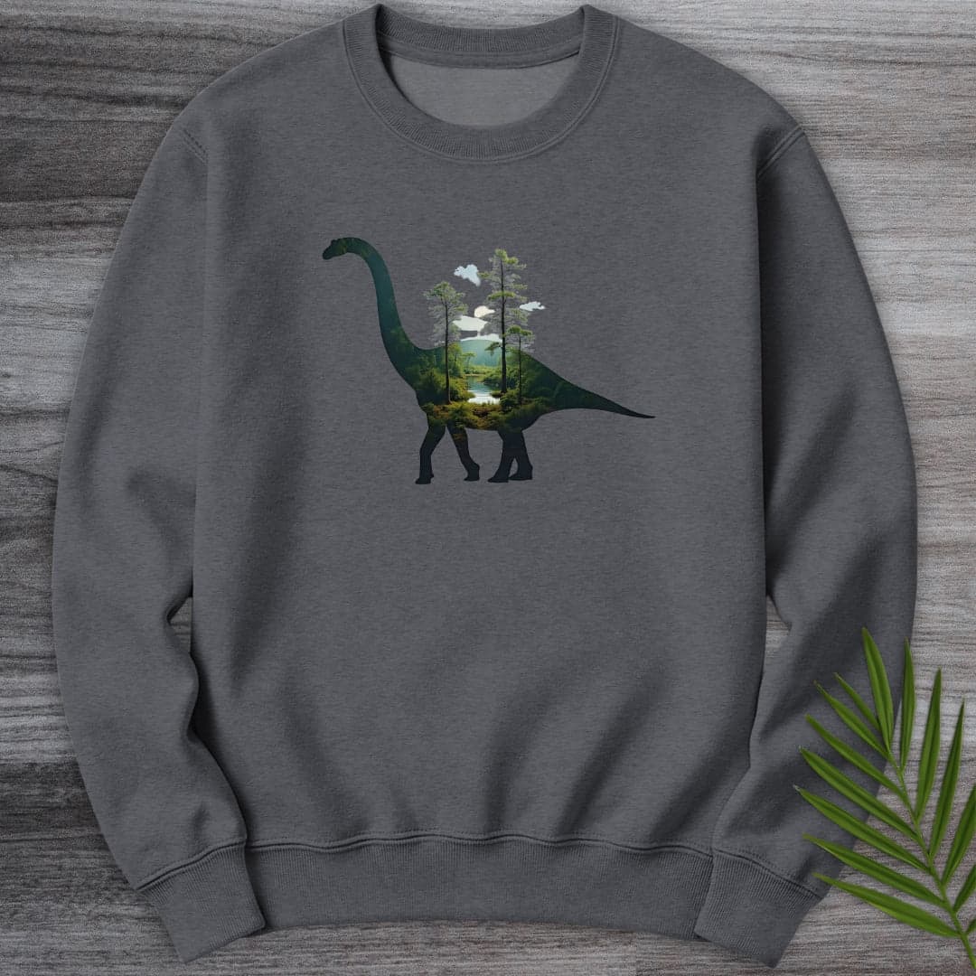 Sweatshirt Dark Heather / S Brachiosaurus Environment Silhouette Crewneck