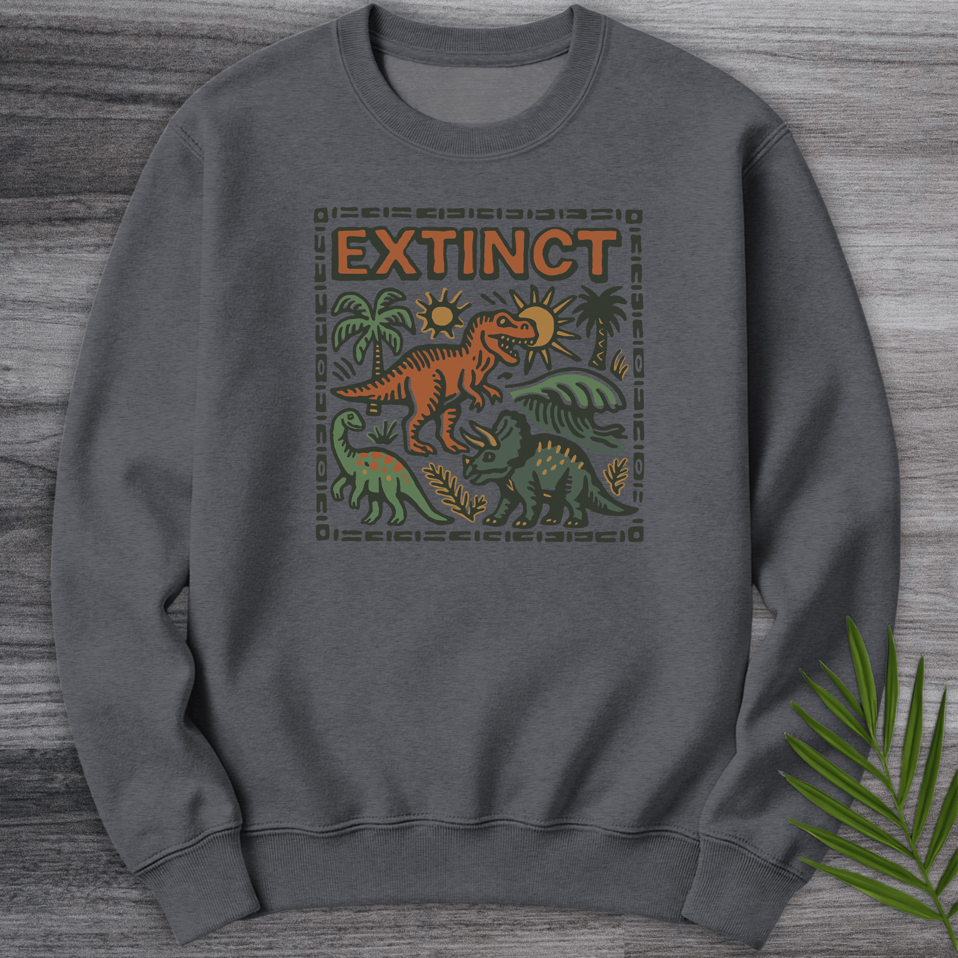 Sweatshirt Dark Heather / S Cretaceous Extinct Nature Crewneck