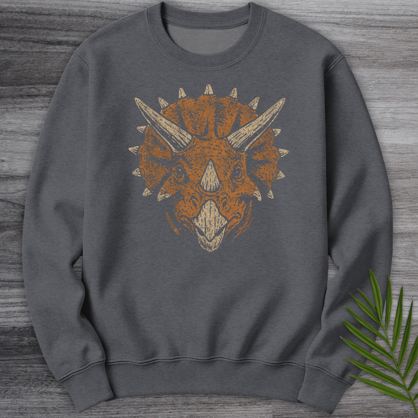 Sweatshirt Dark Heather / S Cretaceous Triceratops Charge Crewneck