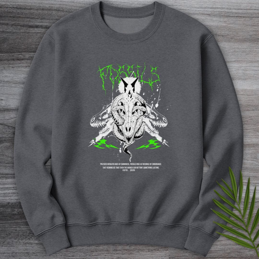 Sweatshirt Dark Heather / S Deep Metal Fossils Crewneck
