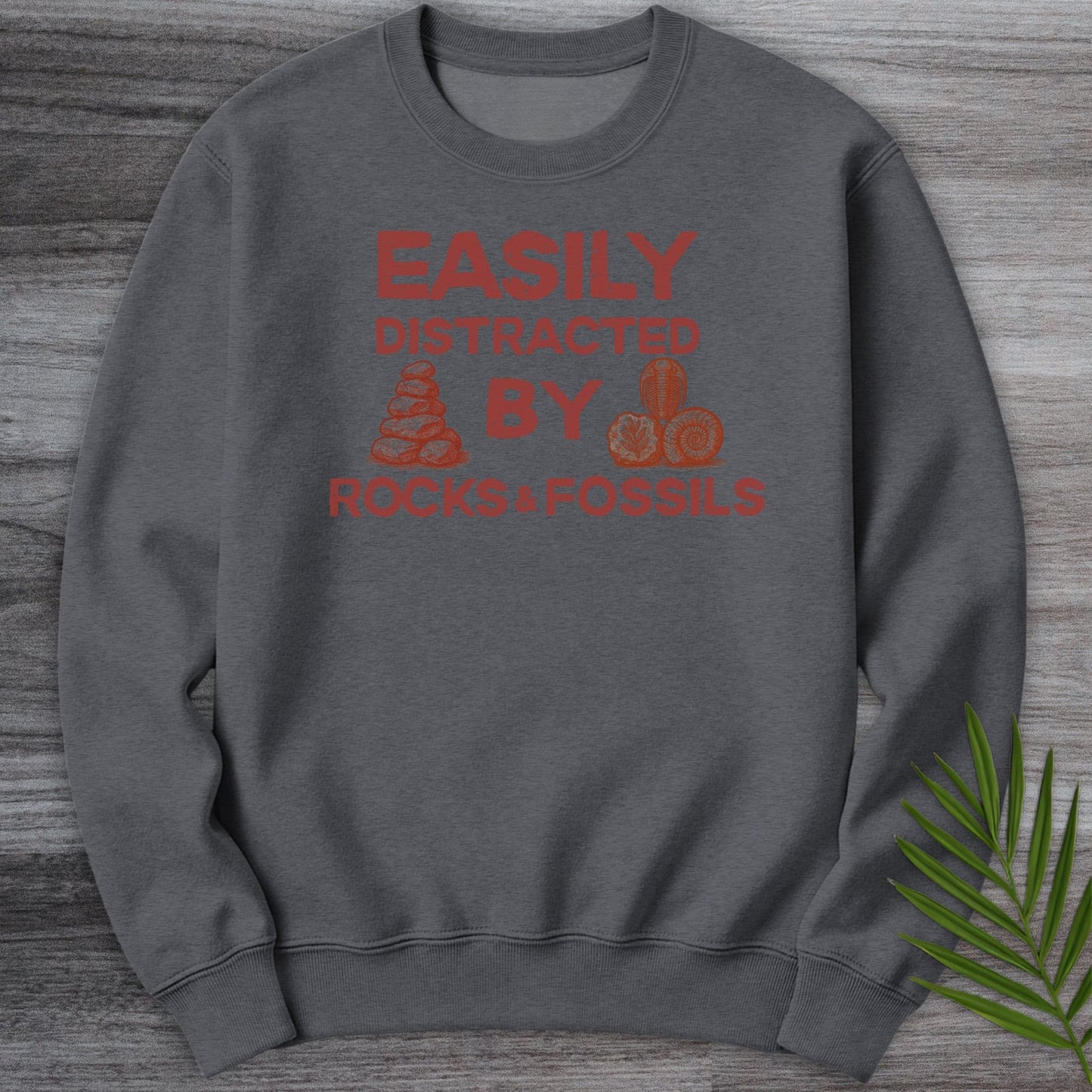 Sweatshirt Dark Heather / S Distracted by Rocks & Fossils Crewneck
