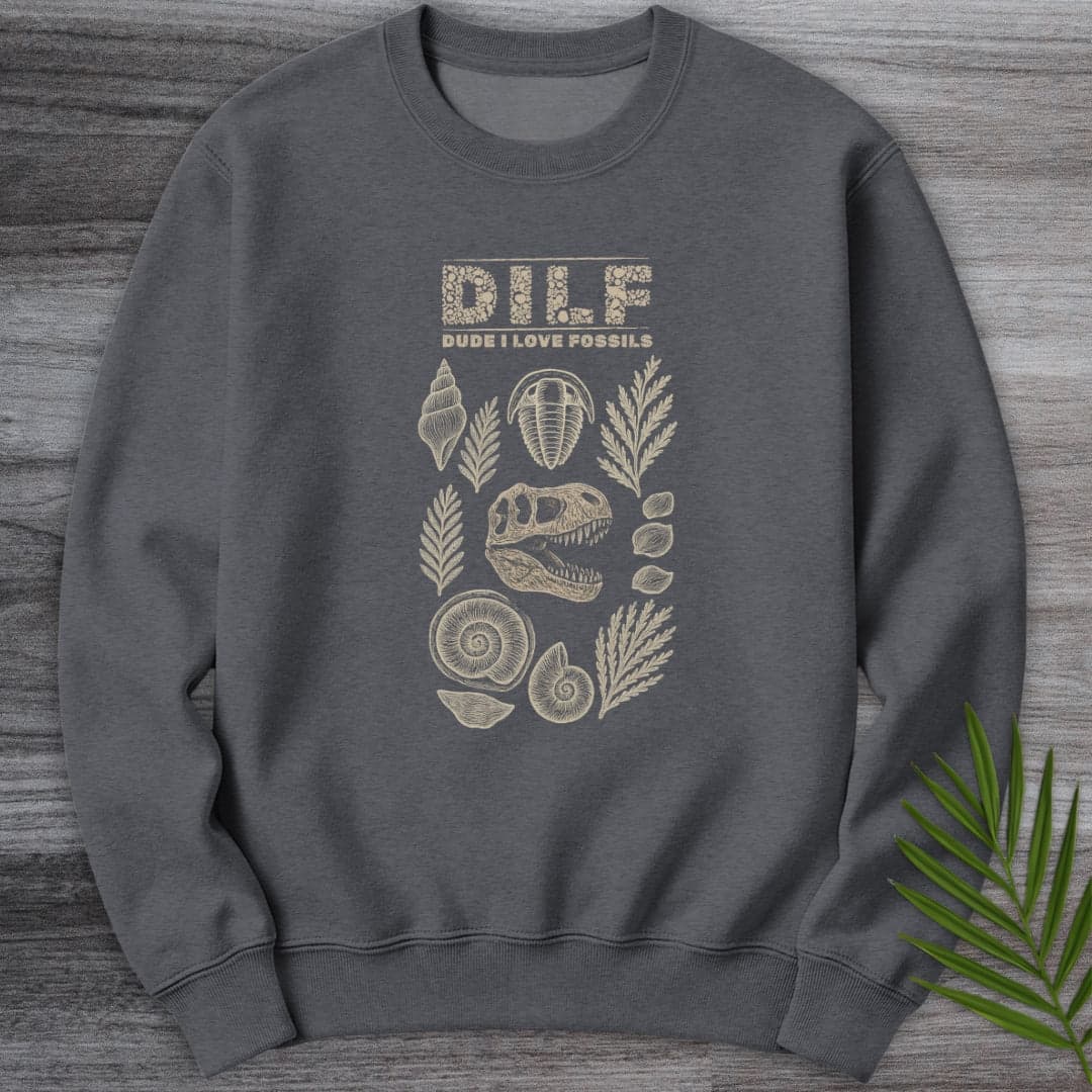 Sweatshirt Dark Heather / S Dude I Love Fossils Crewneck