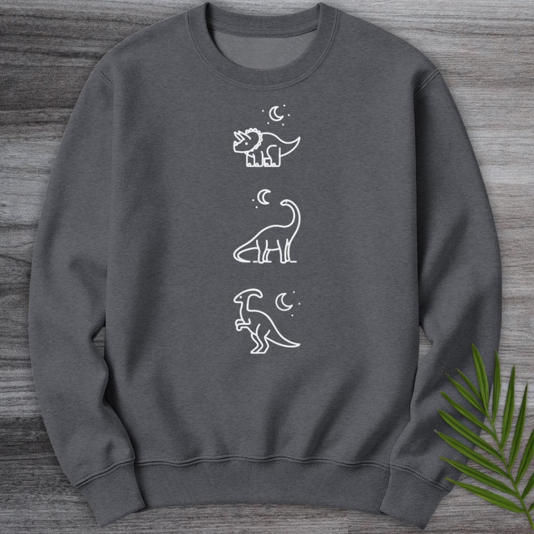 Sweatshirt Dark Heather / S Herbivorous Dinosaur Moon Crewneck