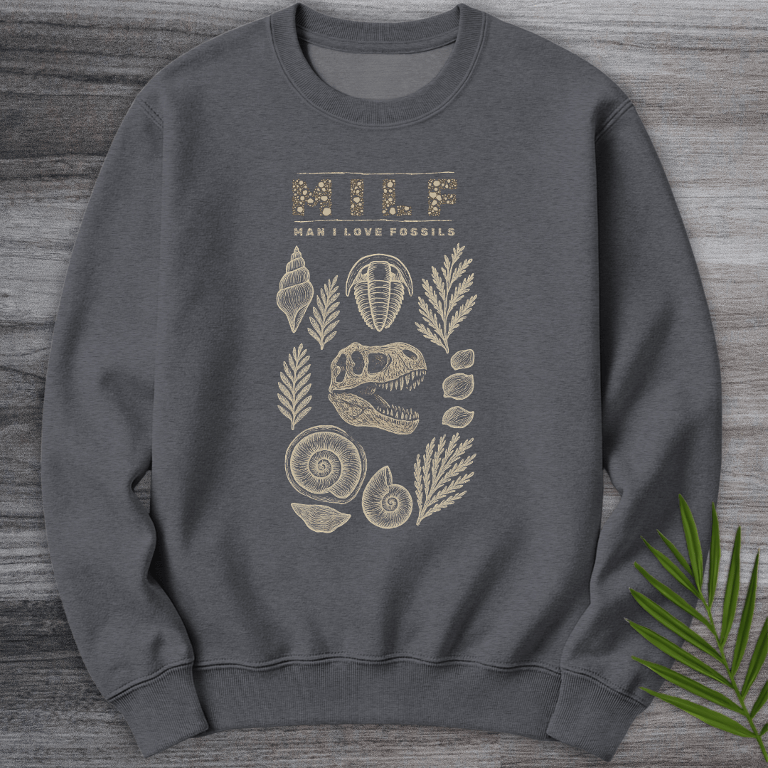 Sweatshirt Dark Heather / S Man I Love Fossils Crewneck