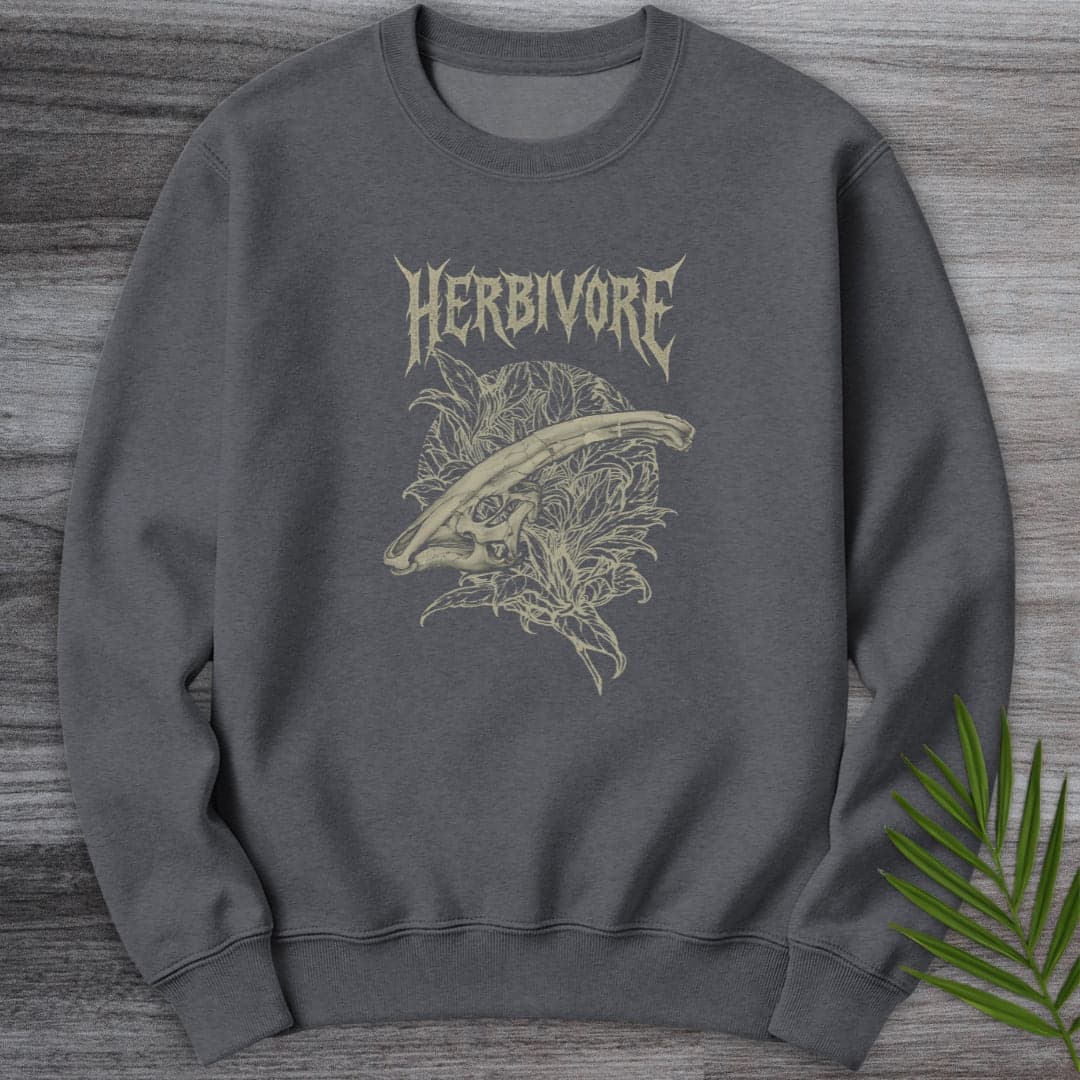 Sweatshirt Dark Heather / S Metal Parasaurolophus Ferns Crewneck