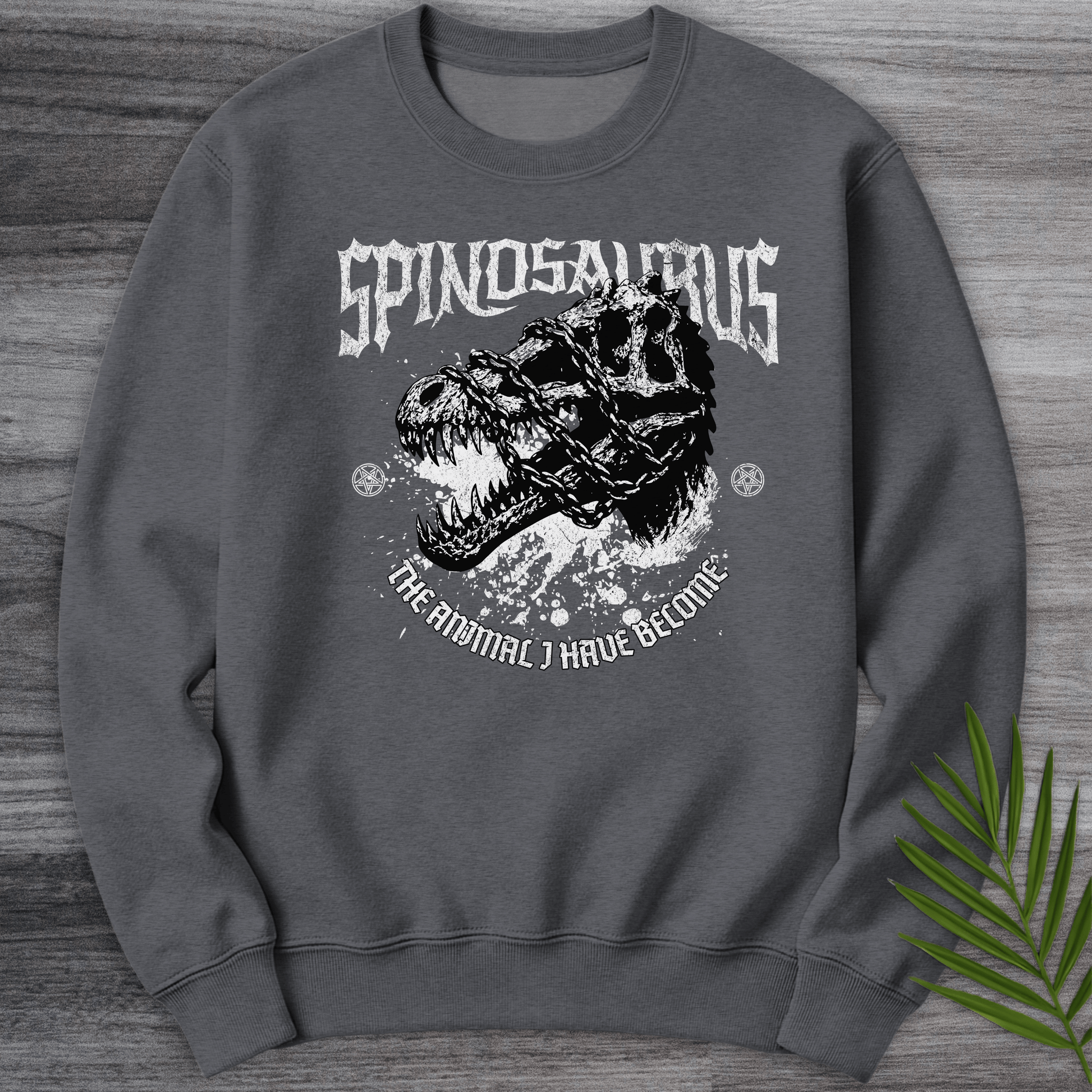 Sweatshirt Dark Heather / S Metal Spinosaurus & Chains Crewneck