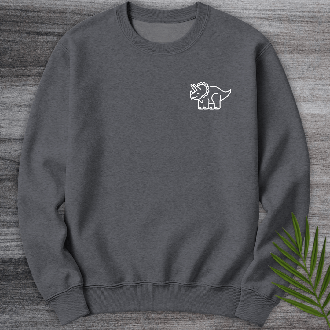 Sweatshirt Dark Heather / S Minimalist Triceratops Line-Art Crewneck