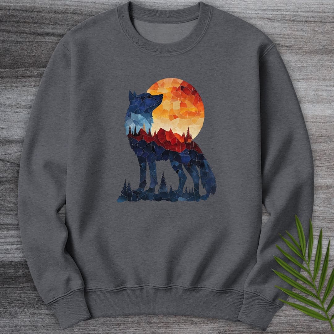 Sweatshirt Dark Heather / S Mosaic Silhouette Dire Wolf Crewneck
