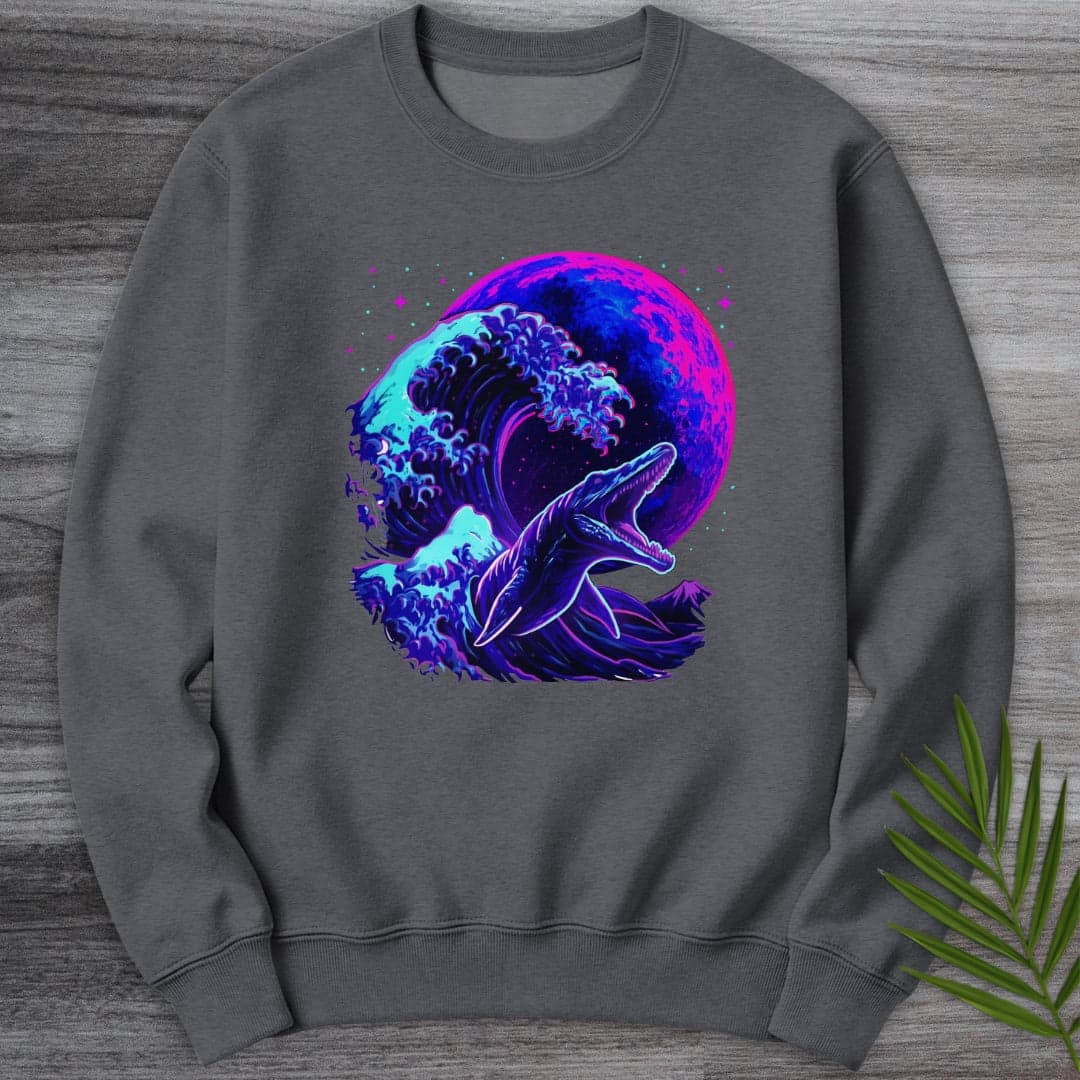 Sweatshirt Dark Heather / S Mosasaur Cybermoon Wave Crewneck