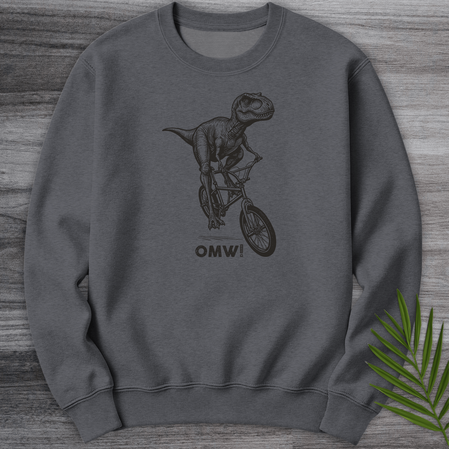 Sweatshirt Dark Heather / S O M W! Dino on Wheels Crewneck