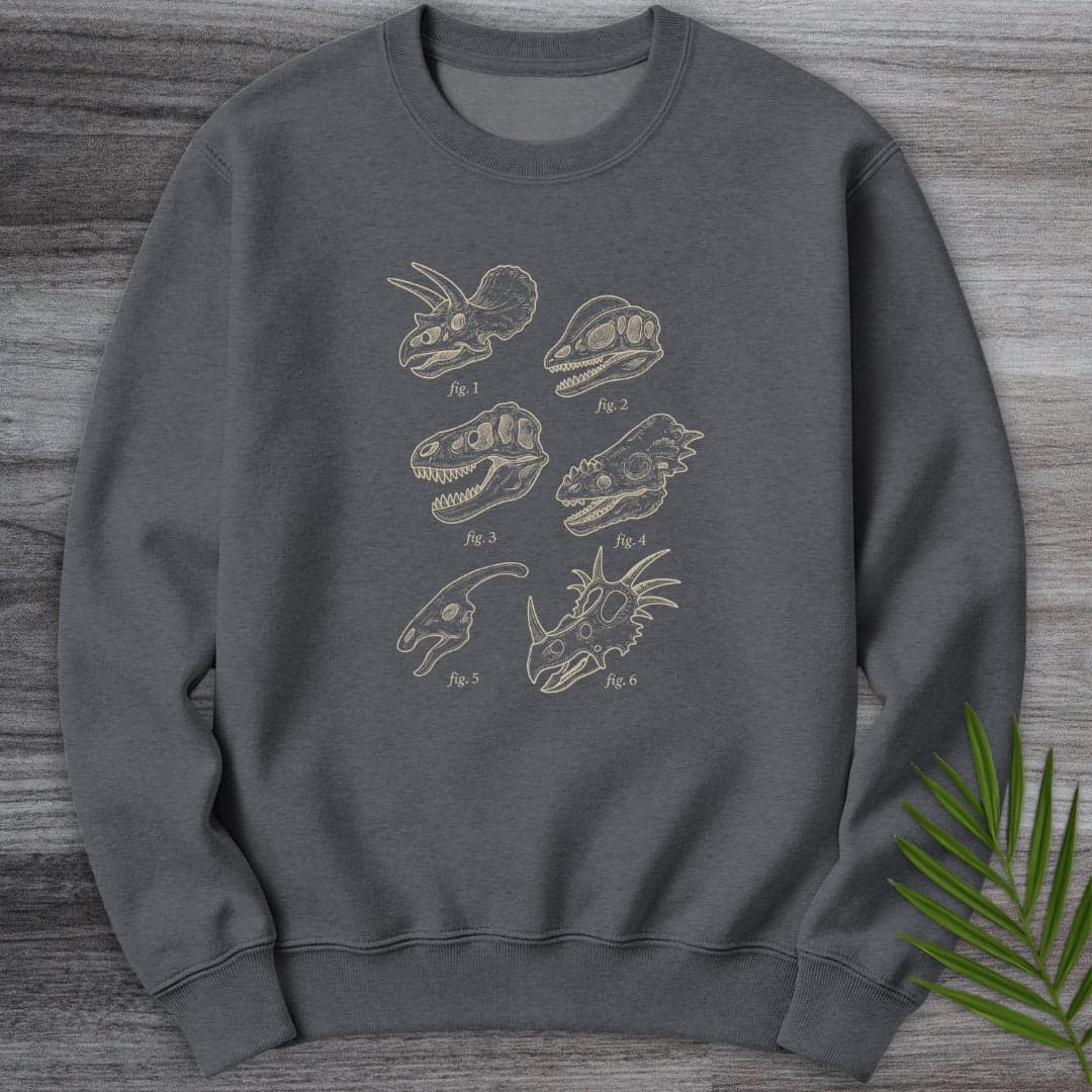 Sweatshirt Dark Heather / S Paleontological Skull Figures Crewneck