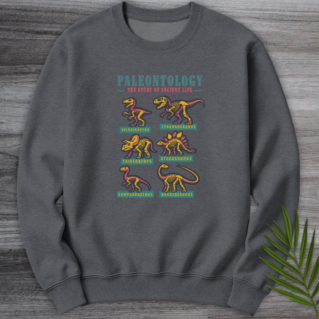 Sweatshirt Dark Heather / S Paleontology Vintage Fossil Names Crewneck