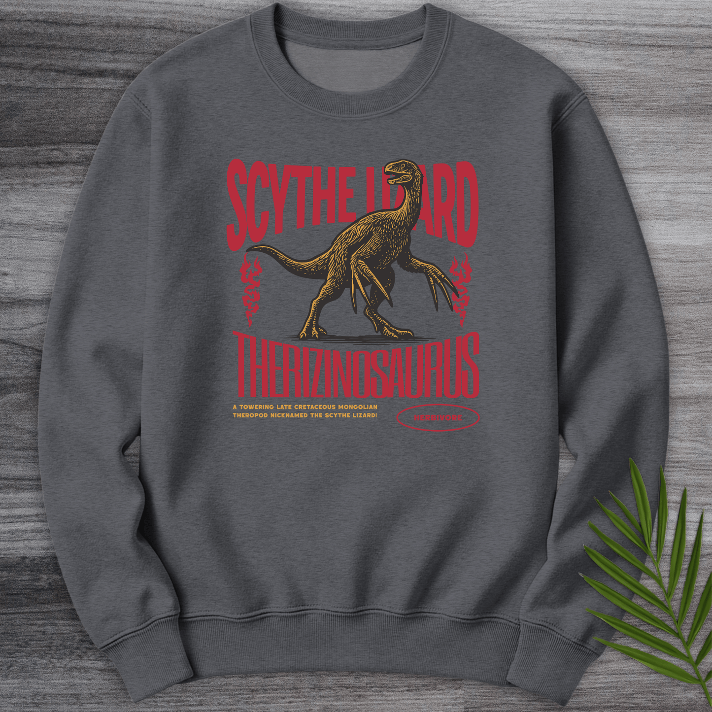 Sweatshirt Dark Heather / S Therizinosaurus Scythe Lizard Vintage Crewneck
