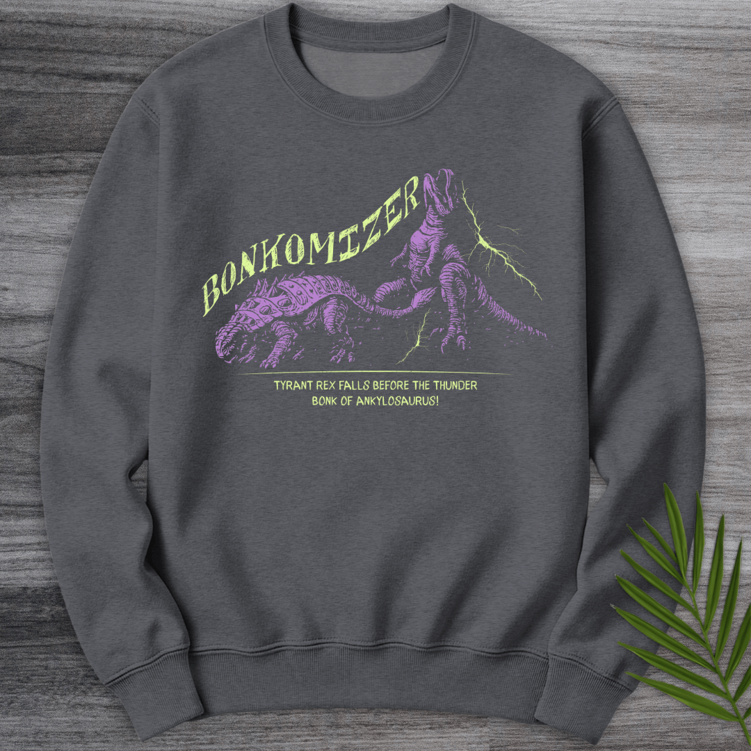 Sweatshirt Dark Heather / S Thunder Bonkomizer: Ankylosaurus vs Rex Crewneck