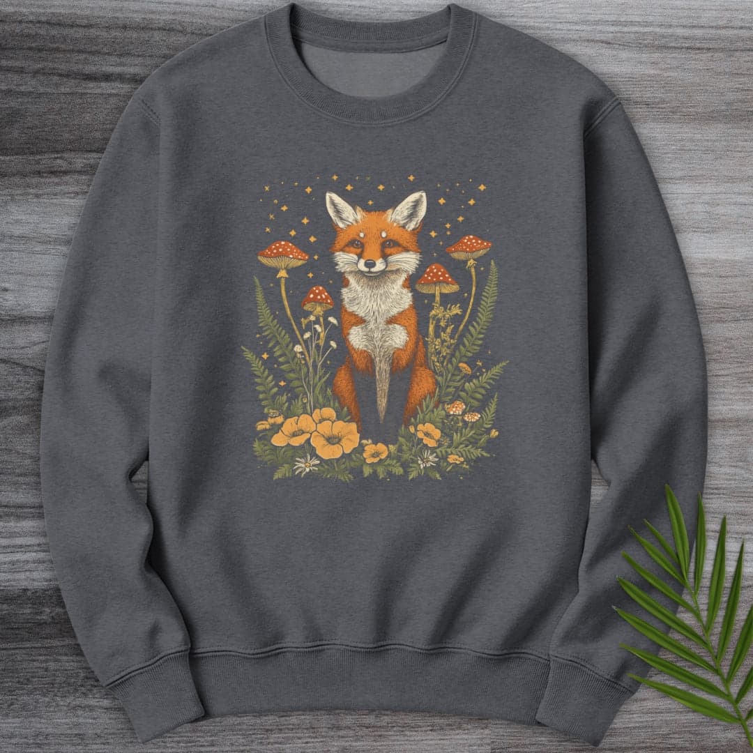 Sweatshirt Dark Heather / S Vintage Cottage core Fox Crewneck