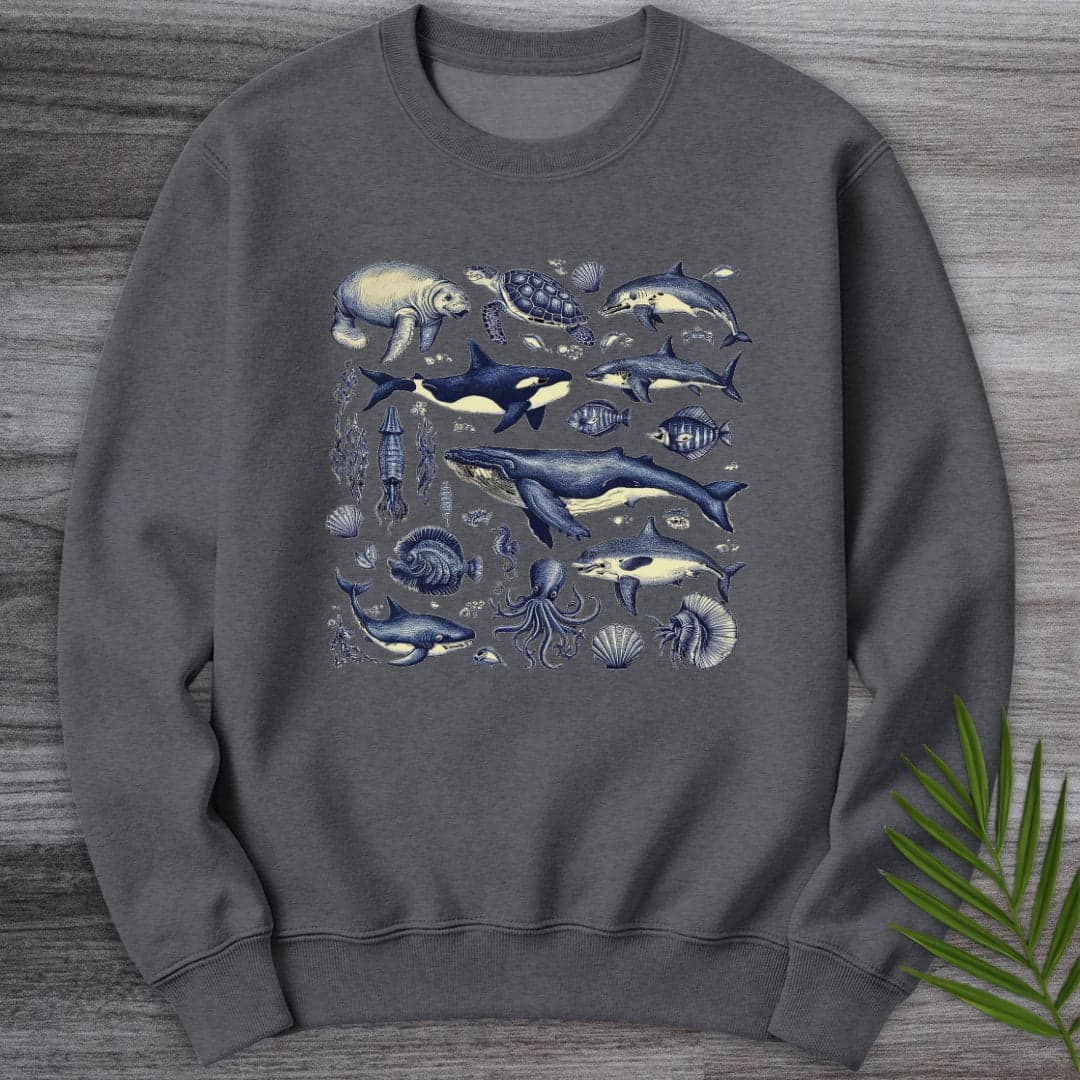 Sweatshirt Dark Heather / S Vintage Marine Life Crewneck