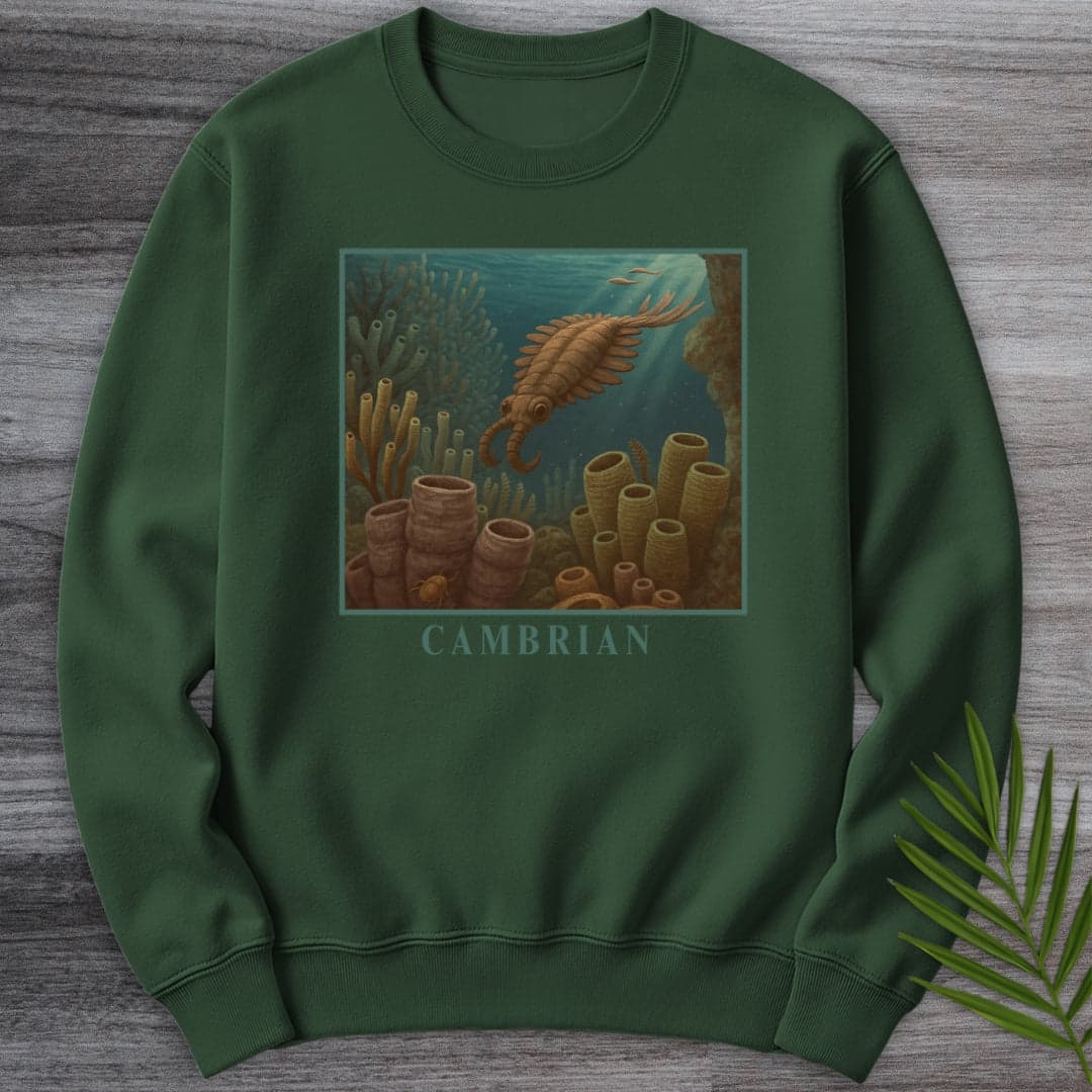 Sweatshirt Forest Green / S Anomalocaris Cambrian Oceanscape Crewneck