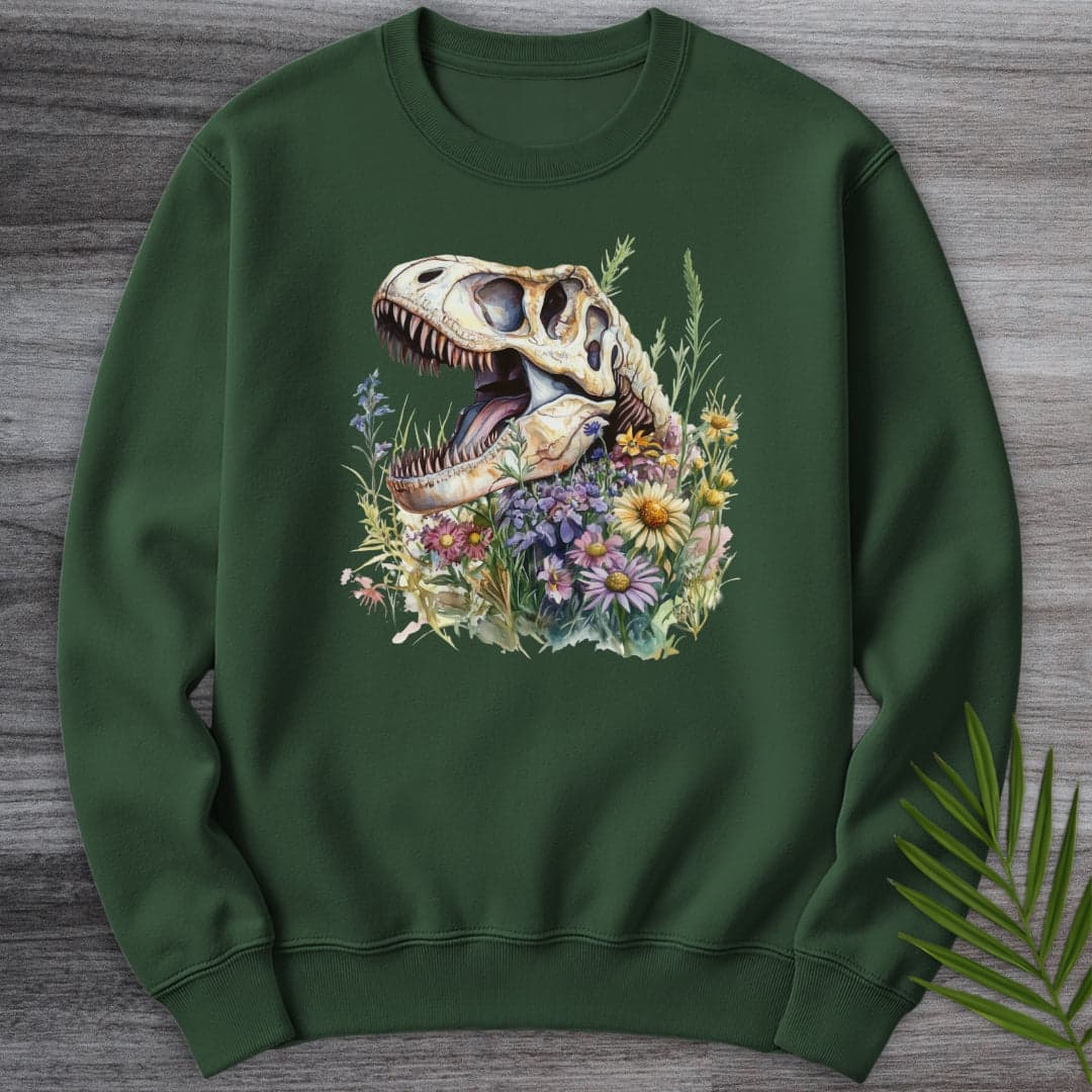Sweatshirt Forest Green / S Blossoming T.rex Fossil Crewneck