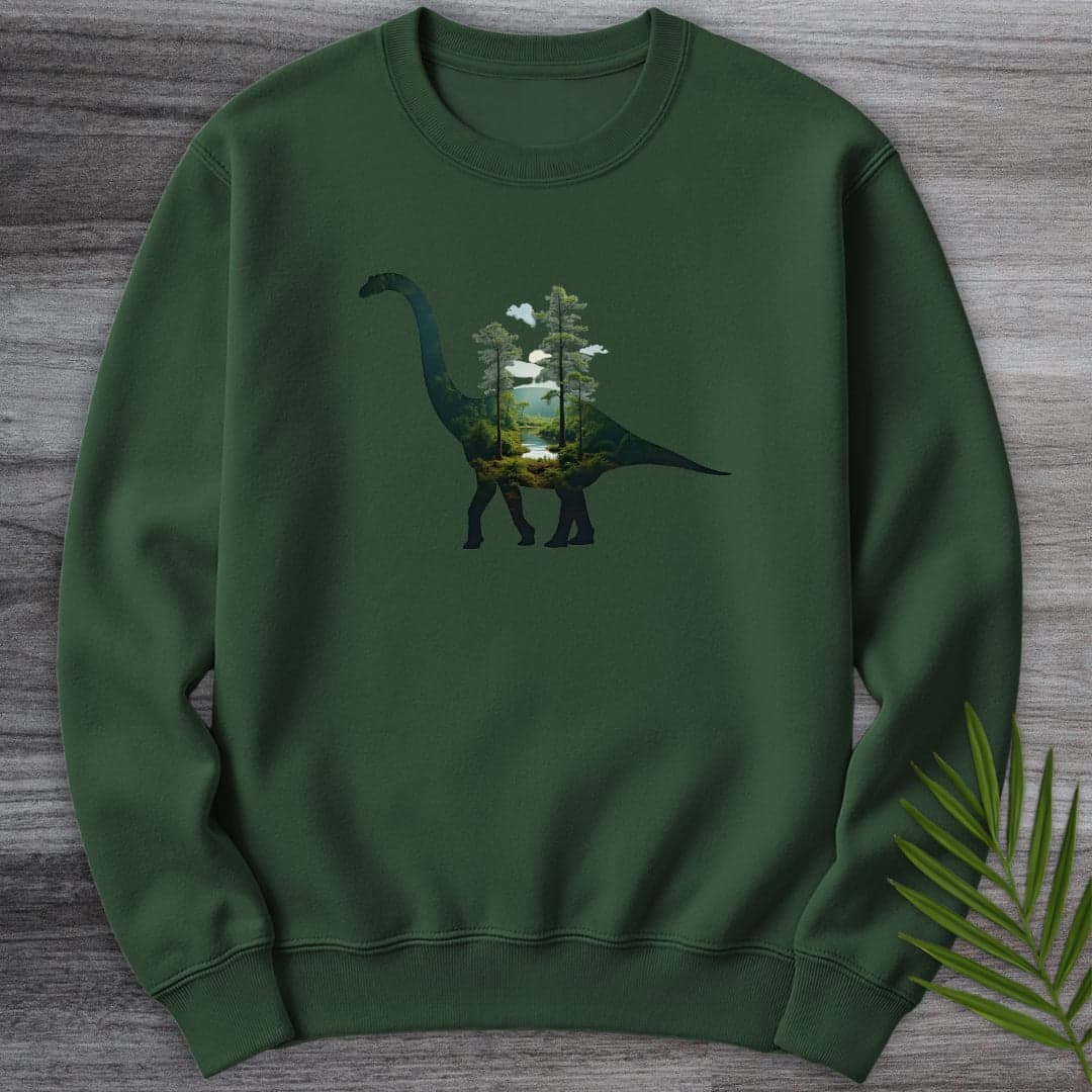 Sweatshirt Forest Green / S Brachiosaurus Environment Silhouette Crewneck