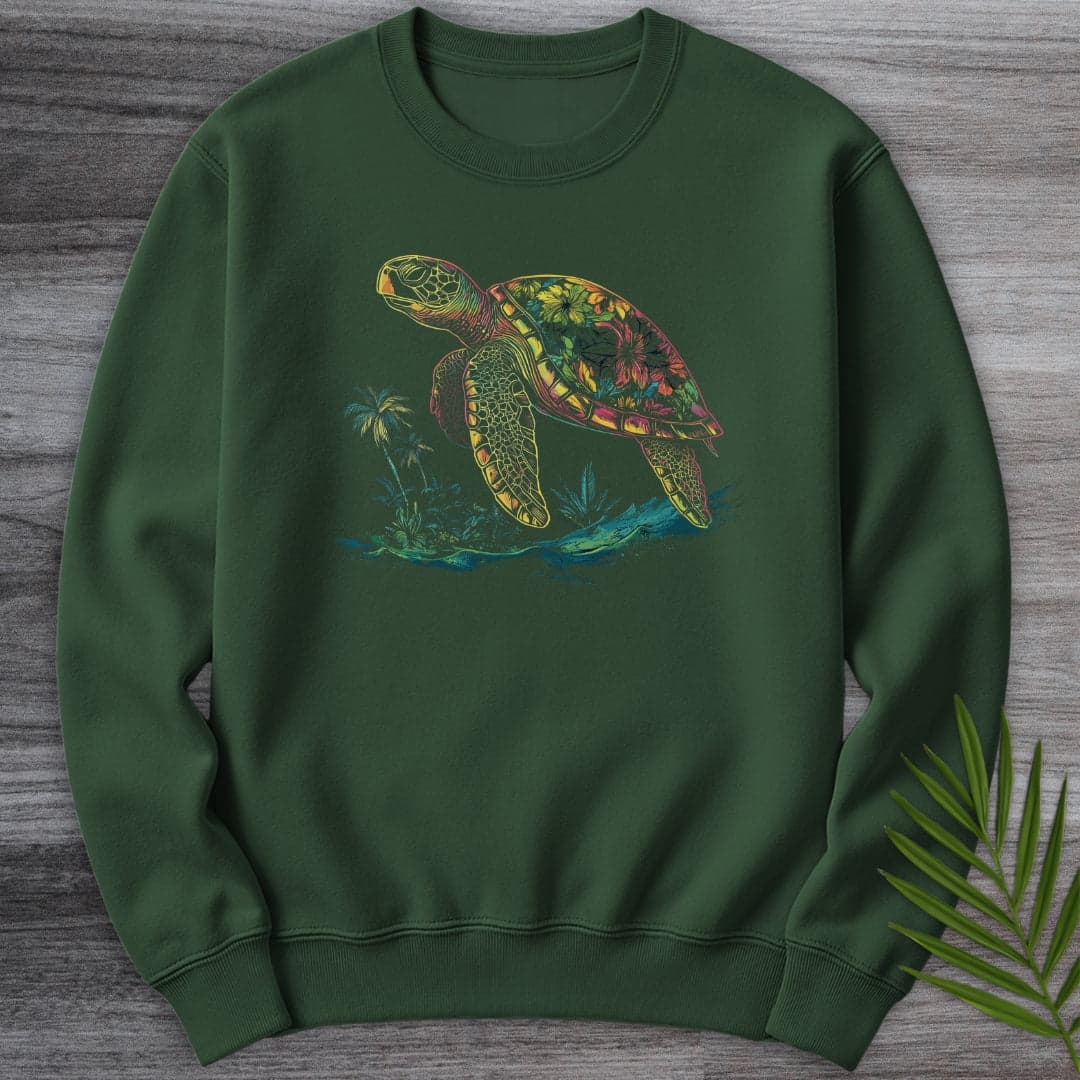 Sweatshirt Forest Green / S Colorful Island Turtle Crewneck