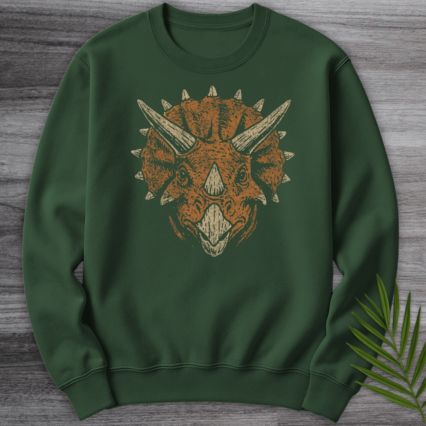 Sweatshirt Forest Green / S Cretaceous Triceratops Charge Crewneck