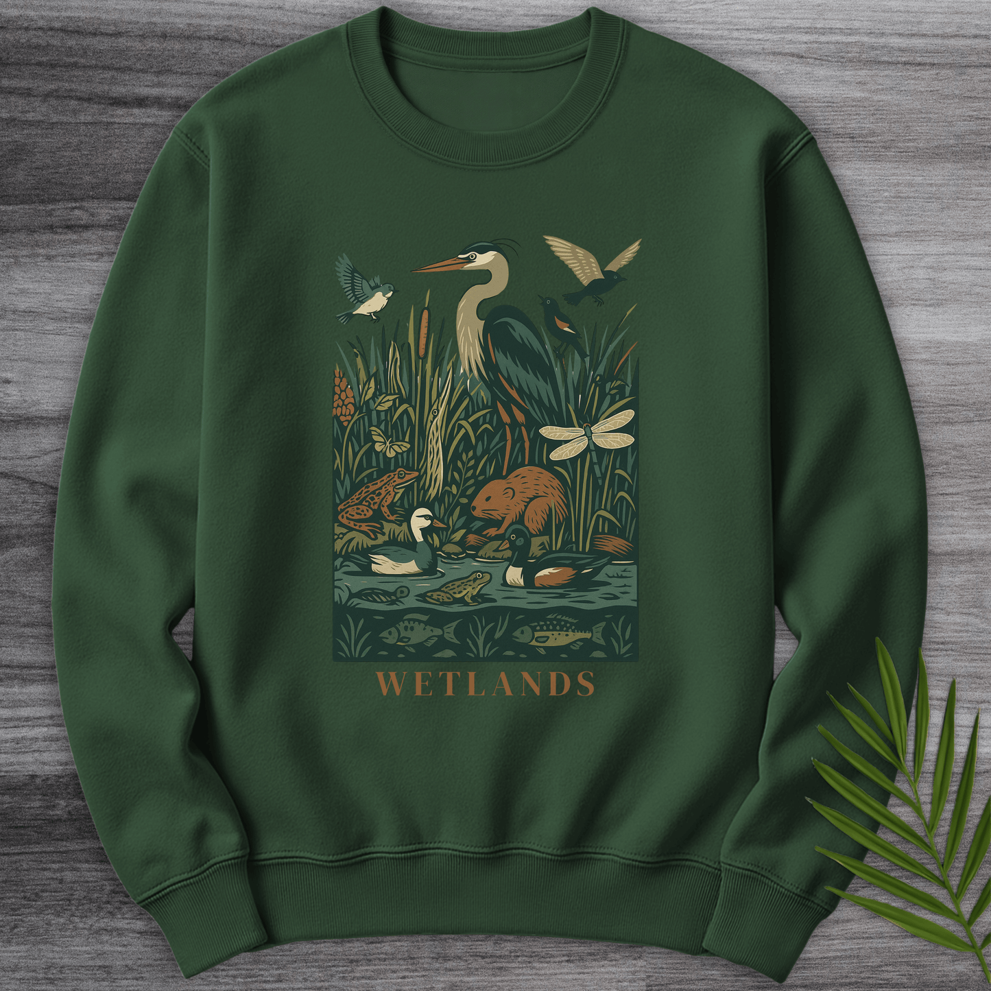 Sweatshirt Forest Green / S Freshwater Wetland Environment Crewneck