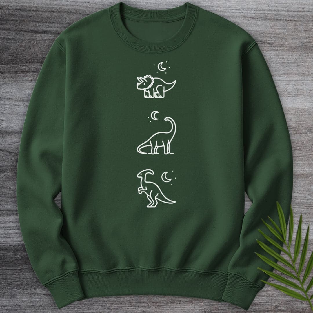 Sweatshirt Forest Green / S Herbivorous Dinosaur Moon Crewneck
