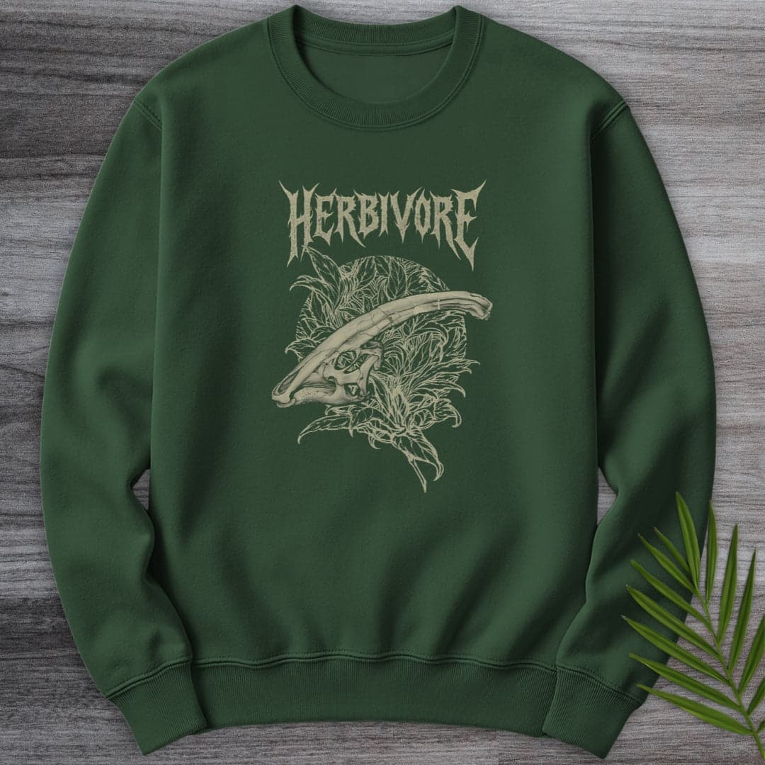 Sweatshirt Forest Green / S Metal Parasaurolophus Ferns Crewneck