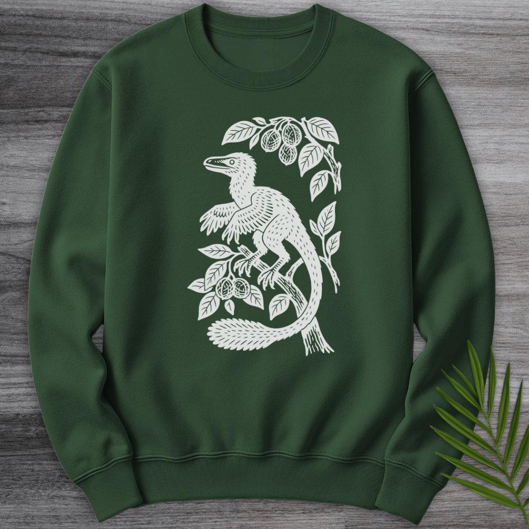 Sweatshirt Forest Green / S Microraptor Among Leaves Crewneck