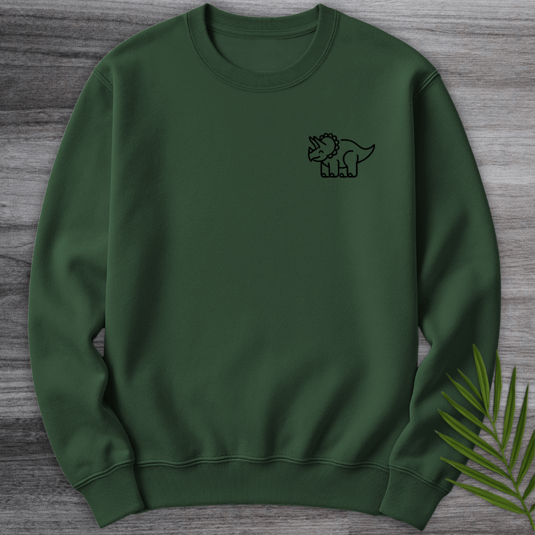 Sweatshirt Forest Green / S Minimalist Triceratops Line-Art Crewneck