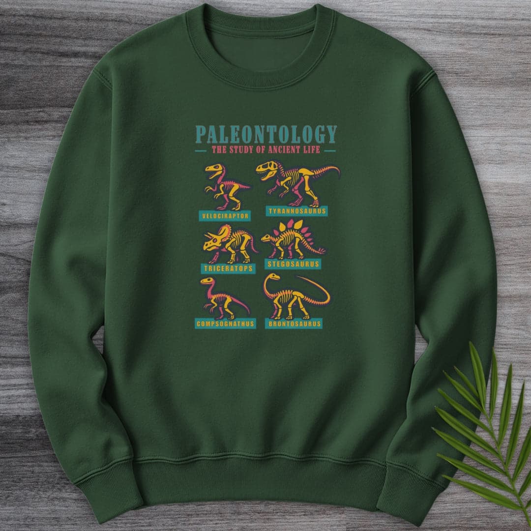 Sweatshirt Forest Green / S Paleontology Vintage Fossil Names Crewneck