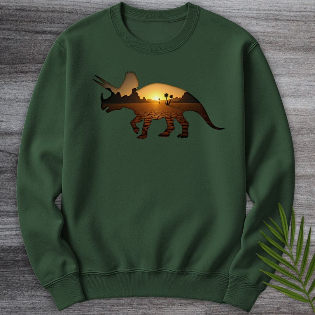 Sweatshirt Forest Green / S Triceratops Environment Silhouette Crewneck