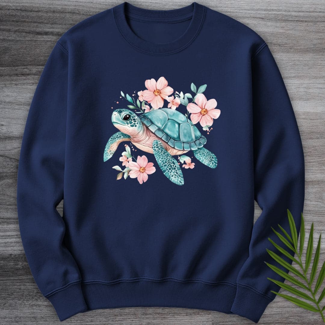 Sweatshirt Navy / S Floral Reef Sea Turtle Crewneck